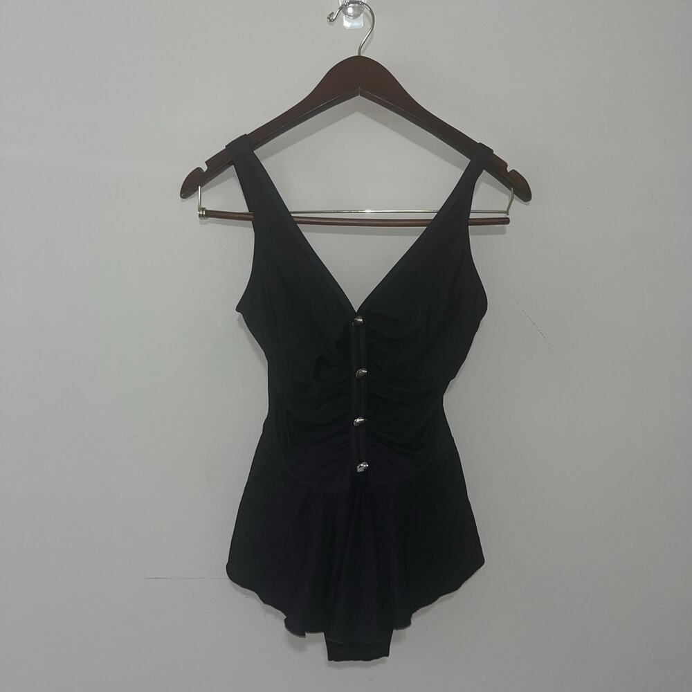 Vintage Basic Exitions One Piece Black Sea Shells One Piece Bikini 9/10 (0916)
